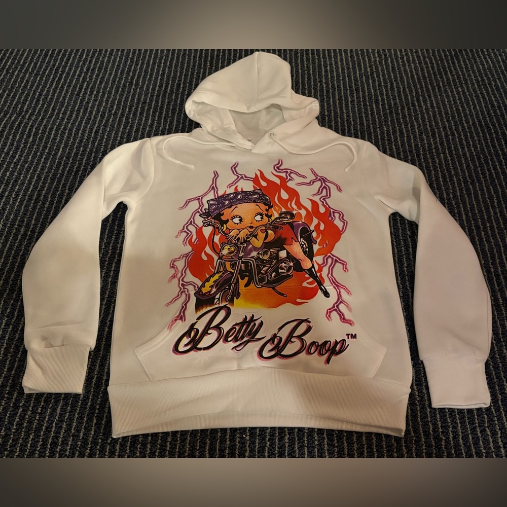 NWT Betty Boop Motorcycle Boopster Bandana Tattoo Women’s Juniors Sweatshirt